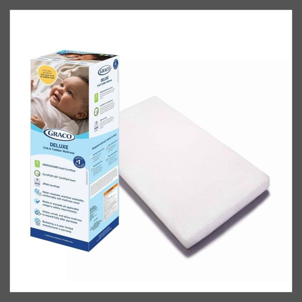Graco -  Deluxe Foam Crib and Toddler Mattress, GREEN White
